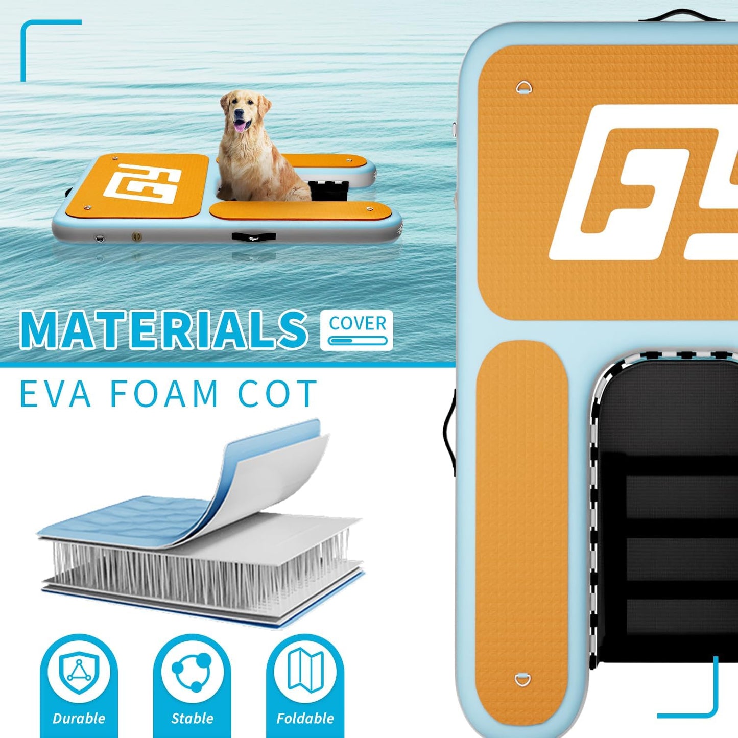 Inflatable Dog Water Ramp 60x40 in