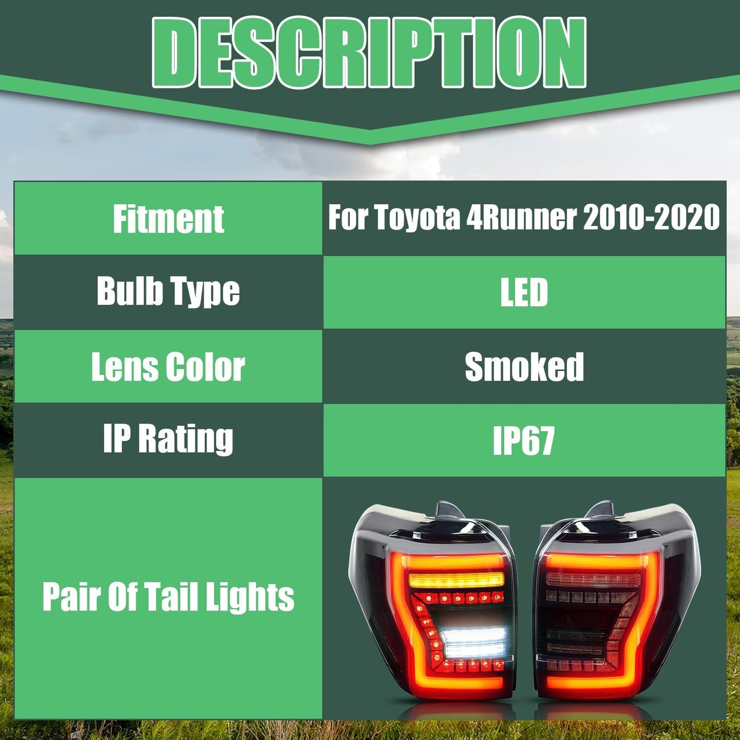 Toyota 4Runner 2010-2024 LED Tail Lights Pair