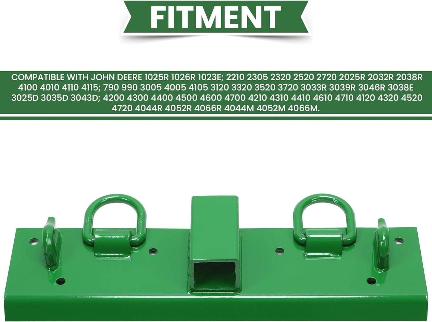 Bolt-On Bucket Grab Hook for John Deere Compact Tractors - Green Powder-Coated Steel Tow Hook