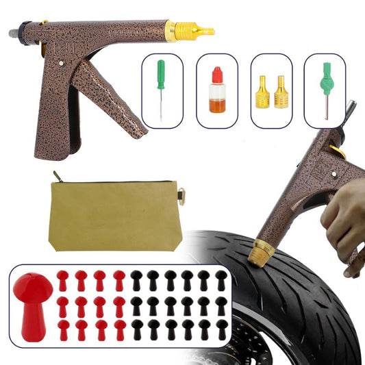 Tire Repair Kit: Tire Gun Puncture Repair Kit with Mushroom Plug for Tyre Punctures and Flats