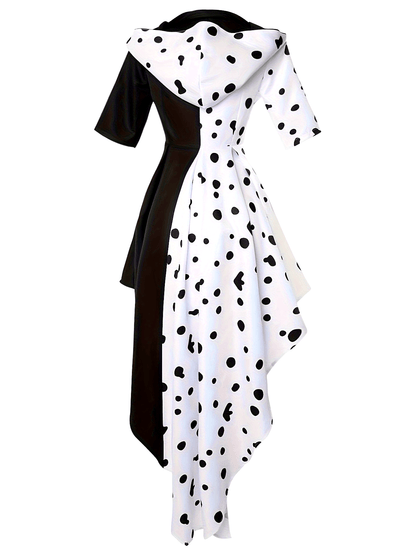 Women’s Hooded Dalmatian Halloween Movie Costume Dress | Asymmetrical High Low