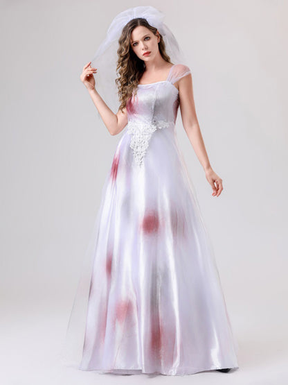 Women Spooky Bloody Halloween Corpse Bride Costume Dress | Maxi