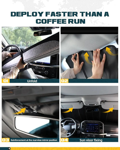 TRUMGETA Windshield Sun Shade Fit for Toyota Tacoma 2024 2025 2026 Front Window Sunscreen Sunshade 4th Gen Tacoma Accessories