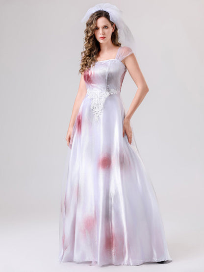 Women Spooky Bloody Halloween Corpse Bride Costume Dress | Maxi