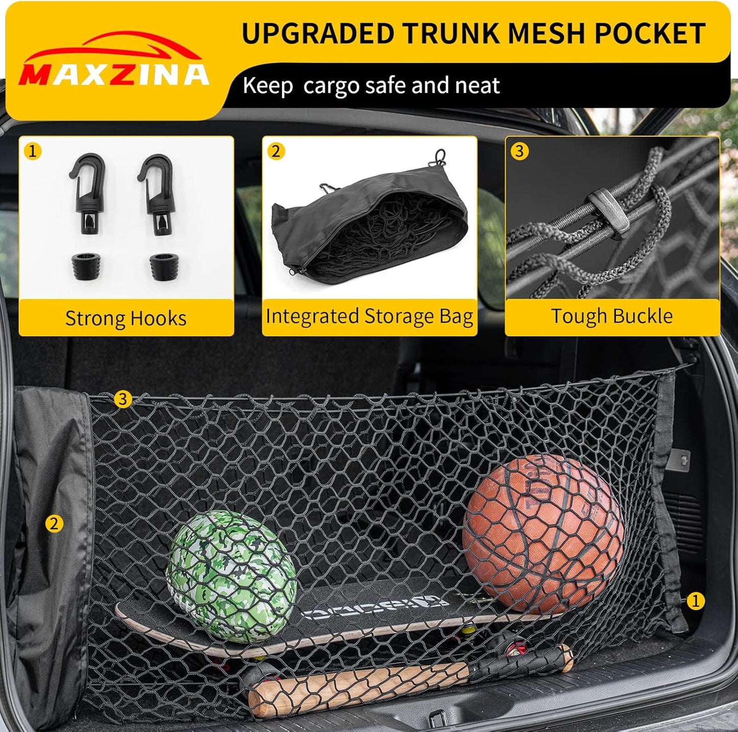 Double Layer Cargo Net Compatible with 2015-2025 Chevy Tahoe