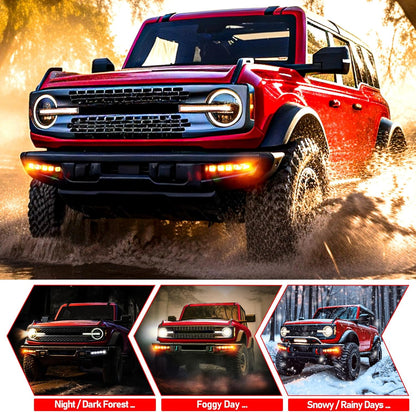 Fog Lights Assemblies Compatible with Ford Bronco 2021-2024 for Bronco 2/4-Door