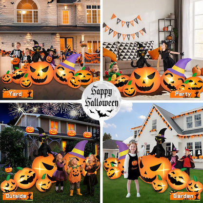 8FT Halloween Inflatable Pumpkin with Black Cat And LED Lights