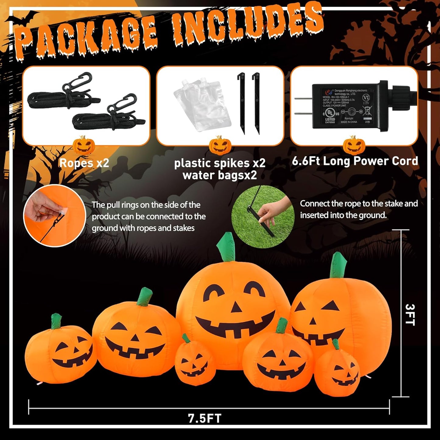 Halloween Inflatable Outdoor Decoration Pumpkin 7.5 FT