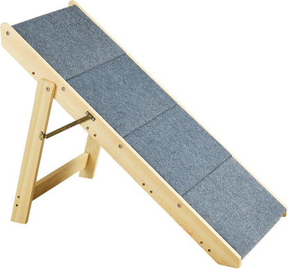 Wood Dog Stairs/Ramp 4-Step 2-in-1 Foldable Pet Steps