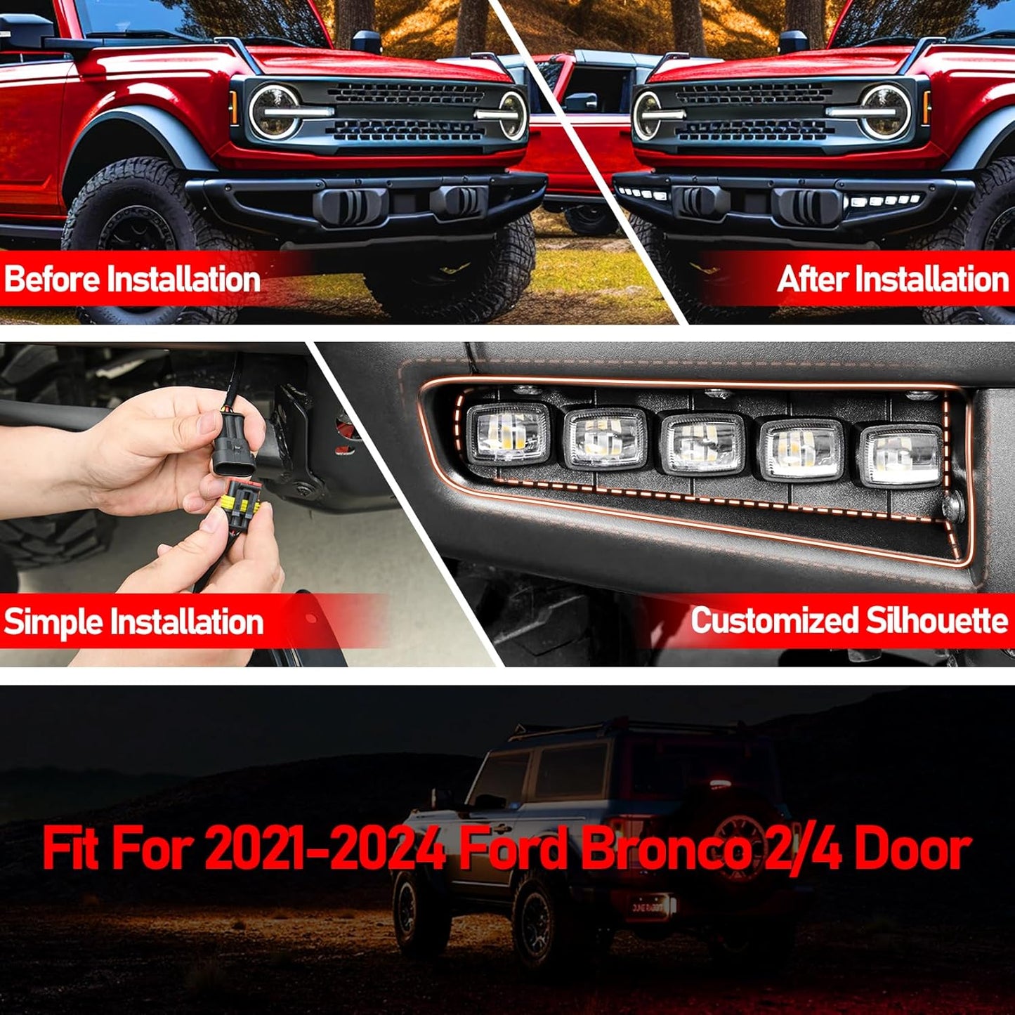 Fog Lights Assemblies Compatible with Ford Bronco 2021-2024 for Bronco 2/4-Door