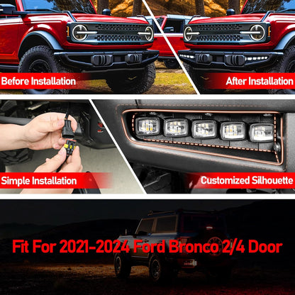 Fog Lights Assemblies Compatible with Ford Bronco 2021-2024 for Bronco 2/4-Door