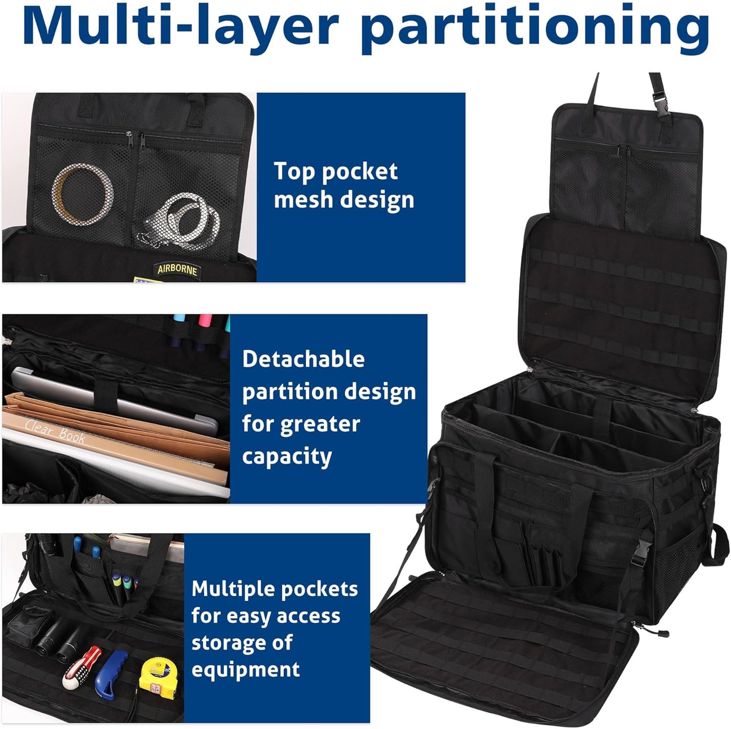 Black Patrol Bag Law Enforcement Gear for Car Front Seat Organizer