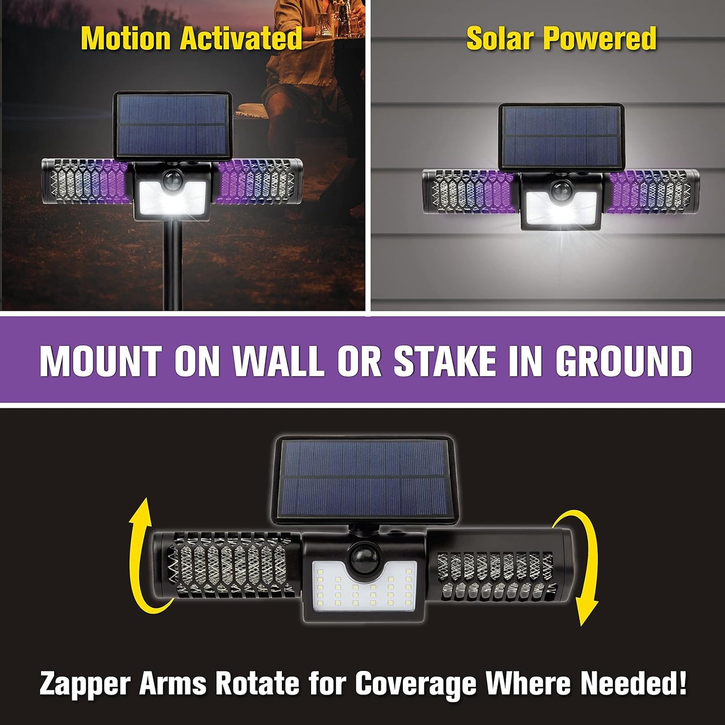 2 in 1 Solar Mosquito Zapper & Flood Light  3 Pieces