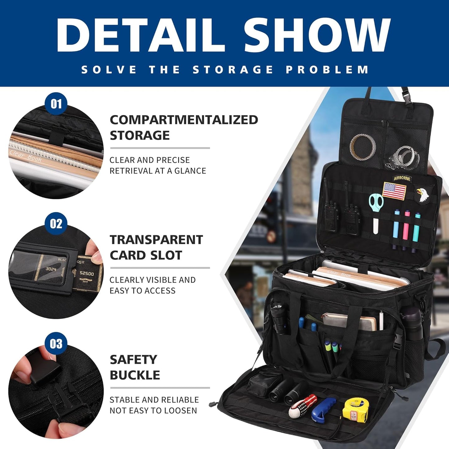 Black Patrol Bag Law Enforcement Gear for Car Front Seat Organizer