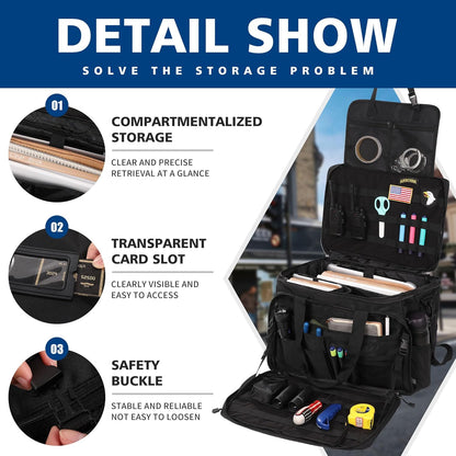 Black Patrol Bag Law Enforcement Gear for Car Front Seat Organizer