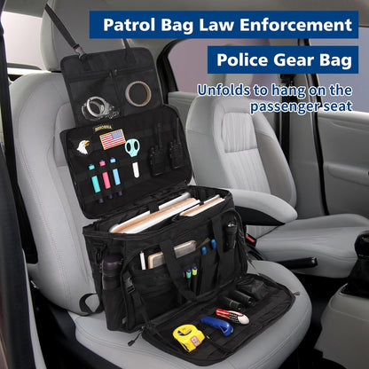 Black Patrol Bag Law Enforcement Gear for Car Front Seat Organizer