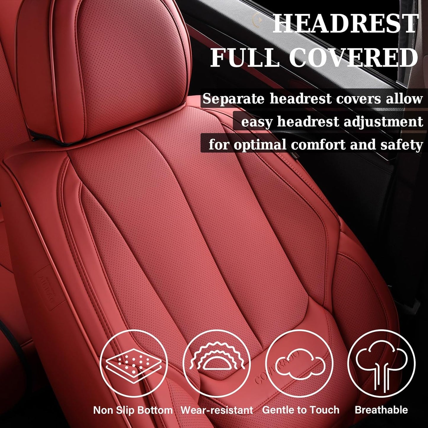 Waterproof Nappa Leather Carseat Cover Universal Fit for Most Cars