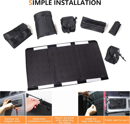 7Pcs Black Tailgate Storage Bag for 2021-2025 Ford Bronco 2/4 Door