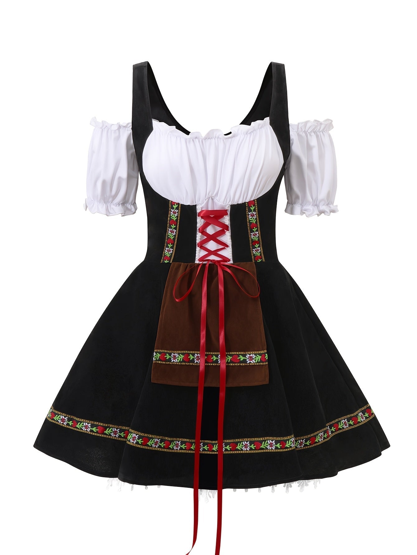 Women Plus Size Bavarian Halloween Costume Dress | Puff Sleeve Mini