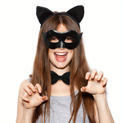 Girls Cute Tulle Halloween Costume Dress Set | Cat Mask Gloves Tail