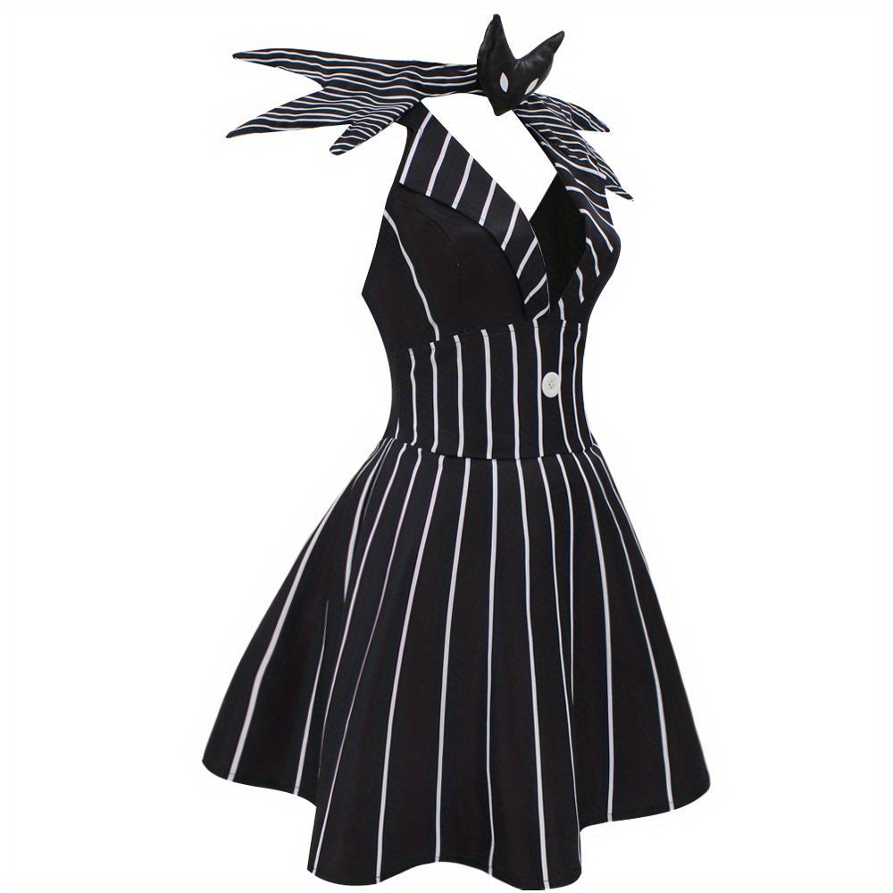 Women's Gothic Striped Halloween Costume Dress | Mini
