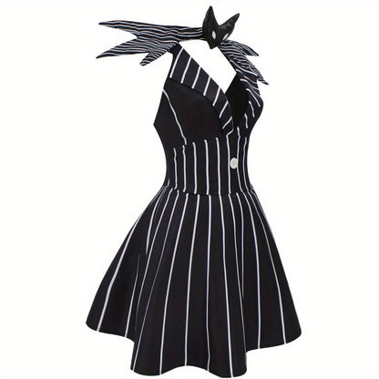 Women's Gothic Striped Halloween Costume Dress | Mini