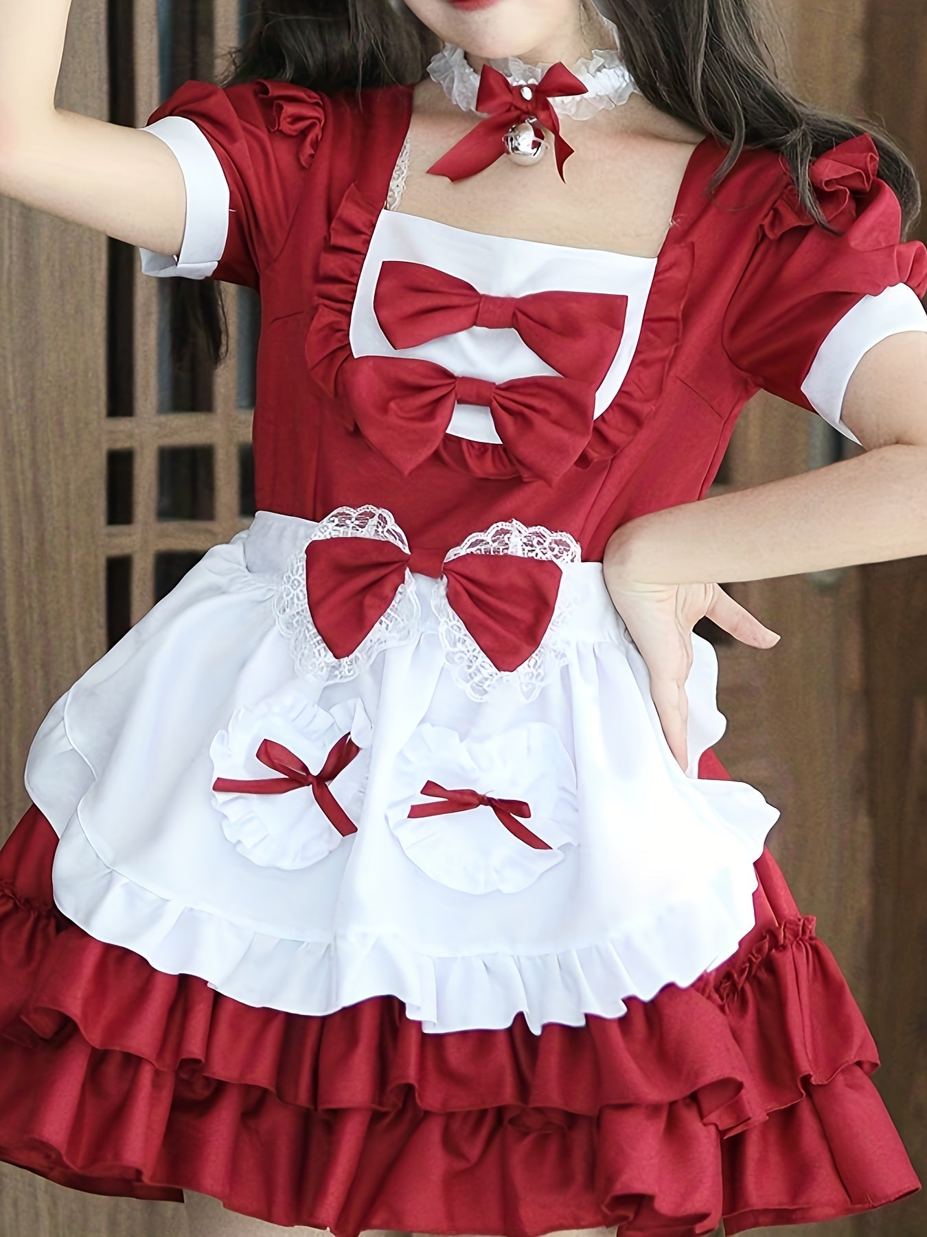 Women Plus Size Halloween Costumes Maid Cosplay Dress | Ruffle Mini