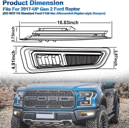 2023 New Upgraded Fog Lights with Gen 2 Ford Raptor 2017 2018 2019 2020