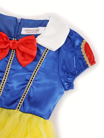 Girls Halloween Princes Snow Costume Dress | Puffy Sleeves Maxi