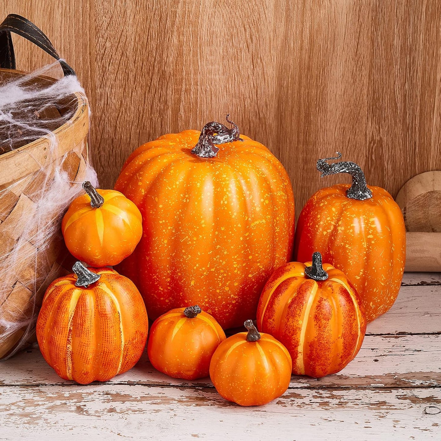 7Pcs Artificial Pumpkins of all Styles Halloween Decoration