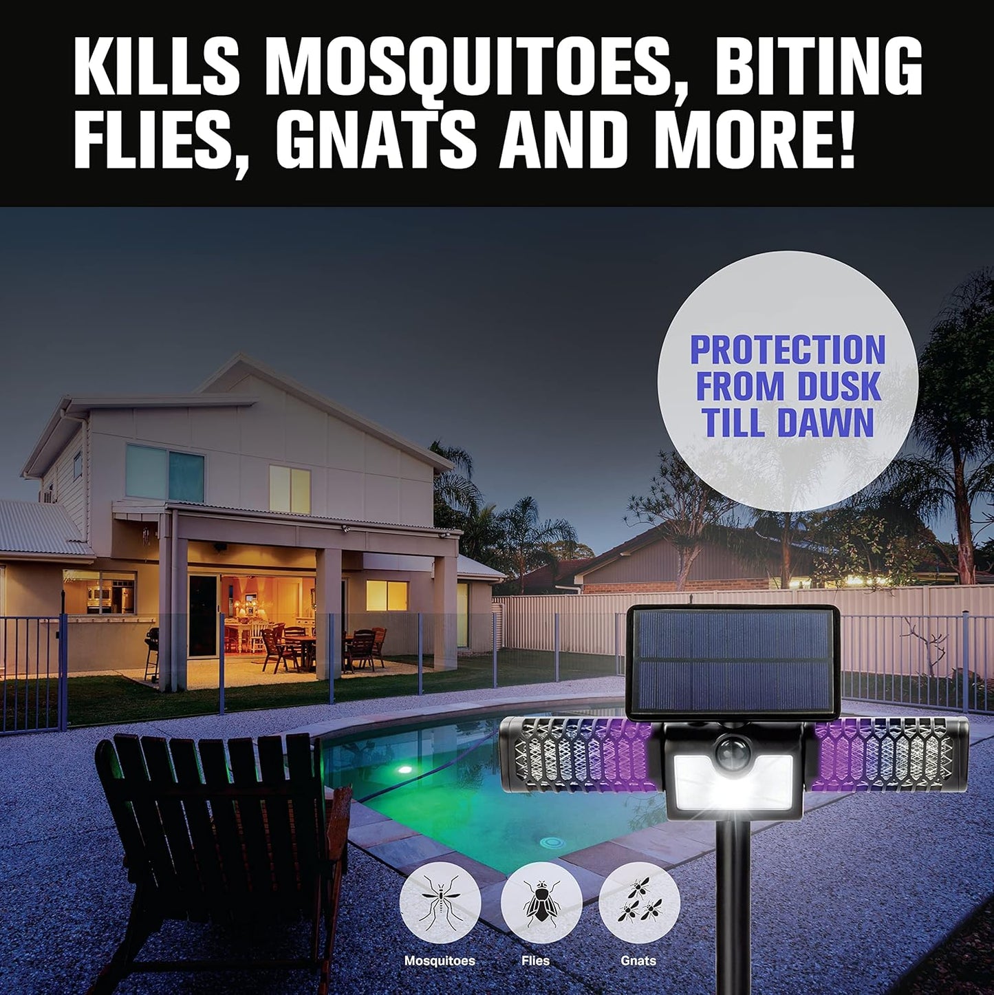 2 in 1 Solar Mosquito Zapper & Flood Light  3 Pieces