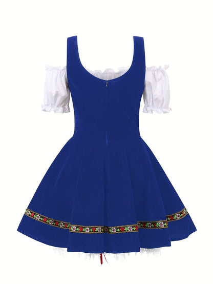 Women Plus Size Bavarian Halloween Costume Dress | Puff Sleeve Mini