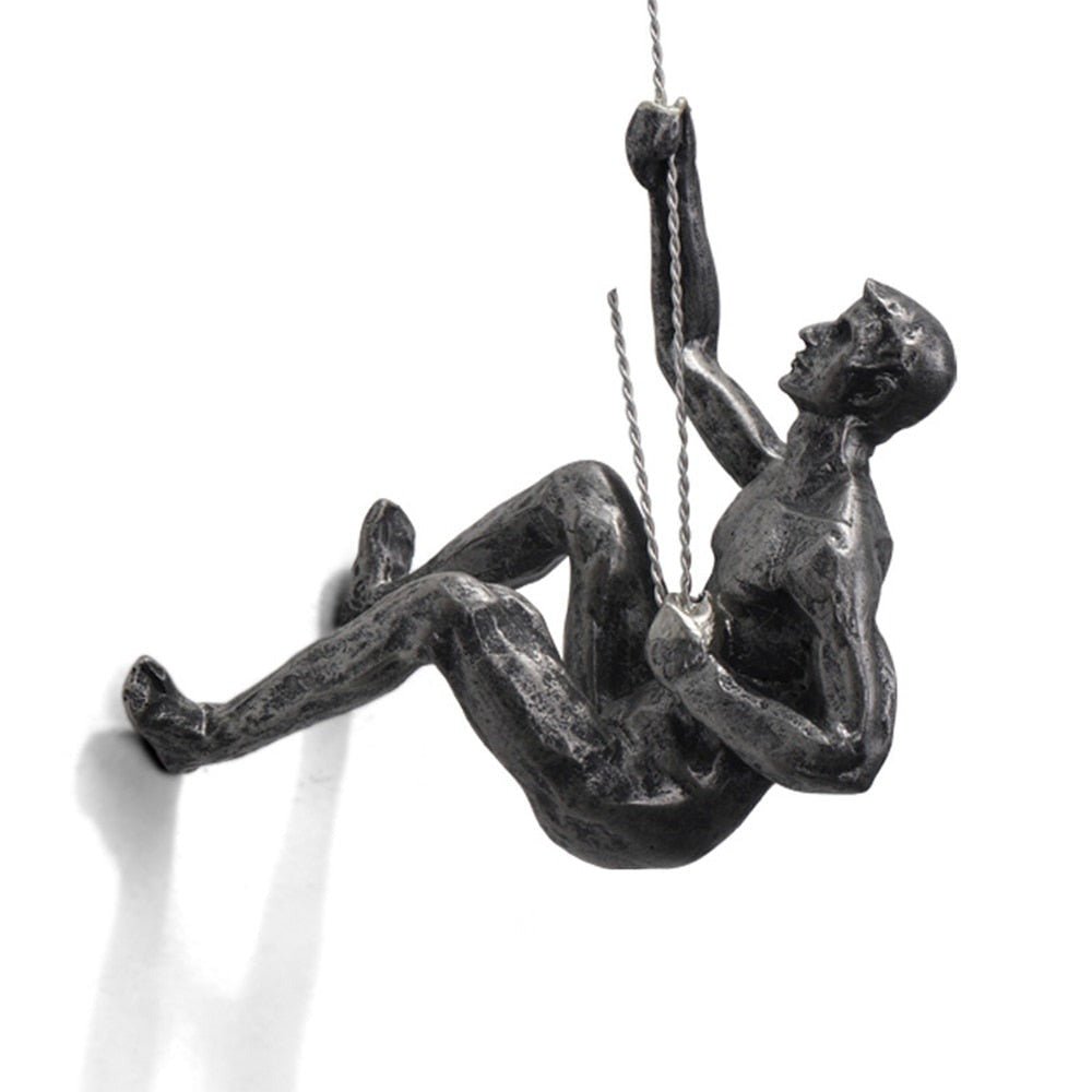 Climbing Figure Resin Wall Sculpture – Hand-Finished Art Figure