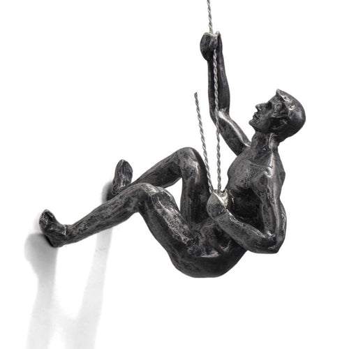 Climbing Figure Resin Wall Sculpture – Hand-Finished Art Figure