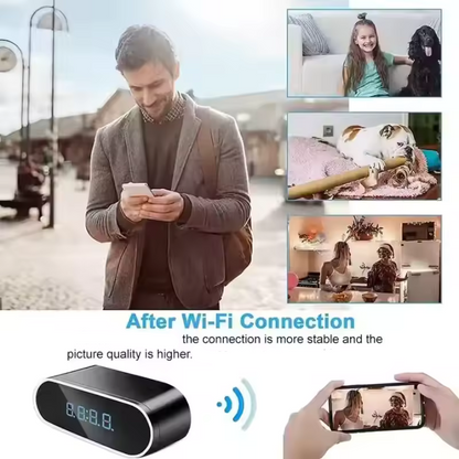 Bedside Clock Video Camera with Night Vision and Motion Detection WIFI Control