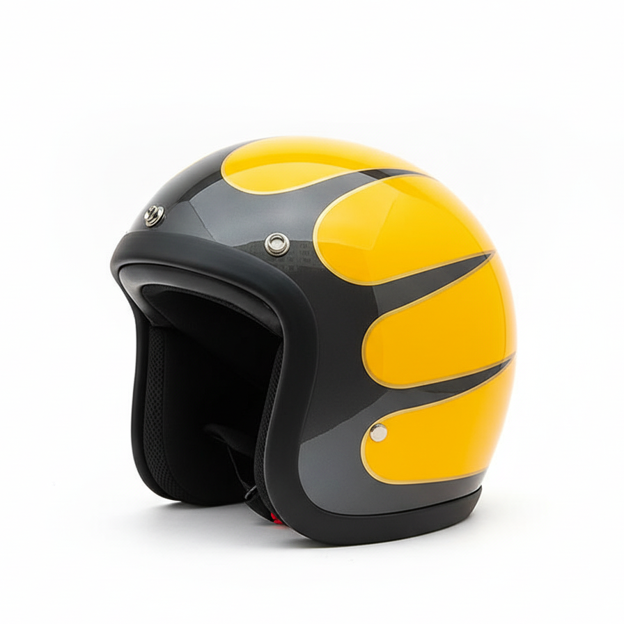 RetroRider Vintage 3/4 Open Face Motorcycle Helmet - Low Profile, DOT & ECE Certified