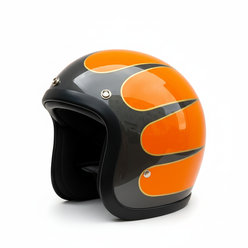 RetroRider Vintage 3/4 Open Face Motorcycle Helmet - Low Profile, DOT & ECE Certified