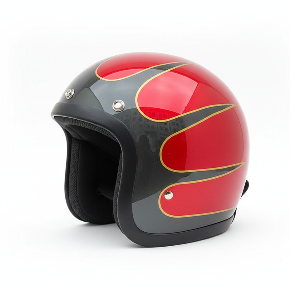 RetroRider Vintage 3/4 Open Face Motorcycle Helmet - Low Profile, DOT & ECE Certified