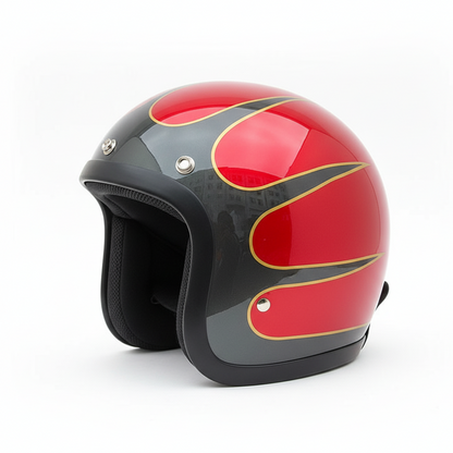 RetroRider Vintage 3/4 Open Face Motorcycle Helmet - Low Profile, DOT & ECE Certified