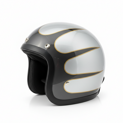 RetroRider Vintage 3/4 Open Face Motorcycle Helmet - Low Profile, DOT & ECE Certified