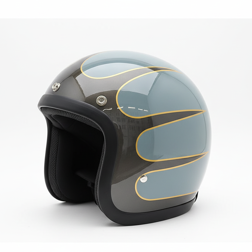 RetroRider Vintage 3/4 Open Face Motorcycle Helmet - Low Profile, DOT & ECE Certified