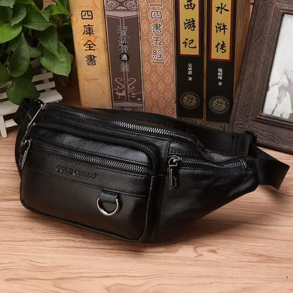 Genuine Leather Fanny Pack | Large Capacity, Robust Design & Versatile for Travel and Outdoor Activities