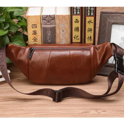 Genuine Leather Fanny Pack | Large Capacity, Robust Design & Versatile for Travel and Outdoor Activities