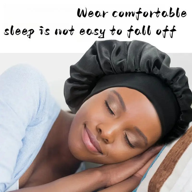 Satin Hair Bonnet (4-Pack) for Sleeping – Breathable, Secure Fit for All Hair Types