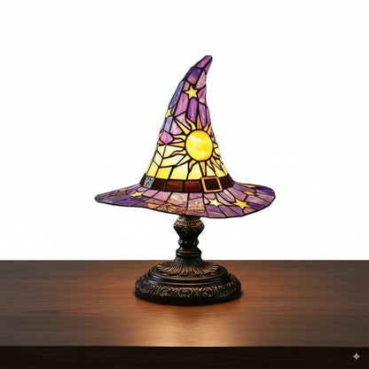 Stained Glass Wizard Hat Lamp – Tiffany-Style Table Light