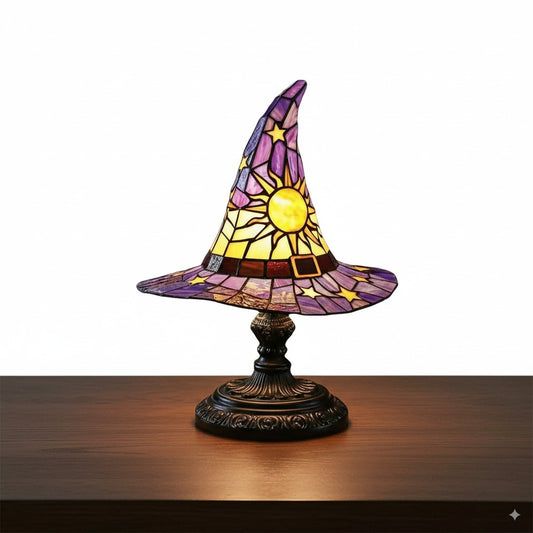 Stained Glass Wizard Hat Lamp – Tiffany-Style Table Light