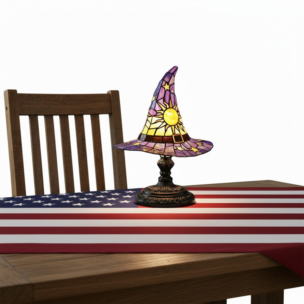 Stained Glass Wizard Hat Lamp – Tiffany-Style Table Light