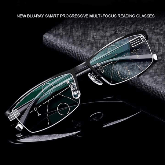 Progressive Multifocus Reading Glasses – Multi-Zone Lens, Anti-Blue-Light