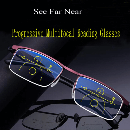 Progressive Multifocus Reading Glasses – Multi-Zone Lens, Anti-Blue-Light