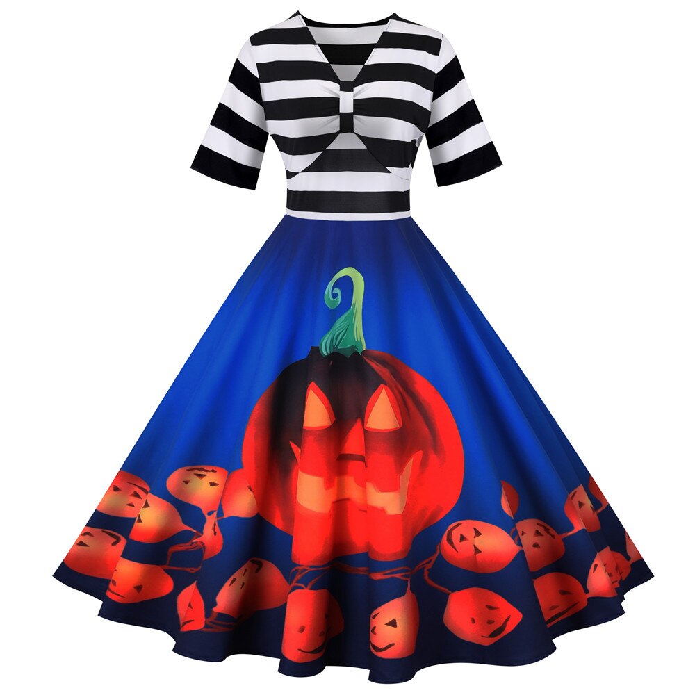 Halloween Costume Dress | Striped Midi Flare